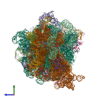 PDB entry 6q97 coloured by chain, side view.