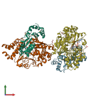 PDB entry 6q9c coloured by chain, front view.