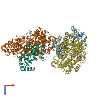 PDB entry 6q9g coloured by chain, top view.