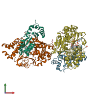 PDB entry 6q9j coloured by chain, front view.