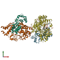 PDB entry 6q9k coloured by chain, front view.