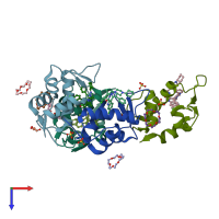 PDB entry 6q9q coloured by chain, top view.