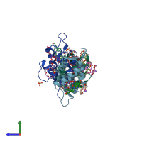 PDB entry 6q9s coloured by chain, side view.