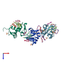 PDB entry 6q9s coloured by chain, top view.
