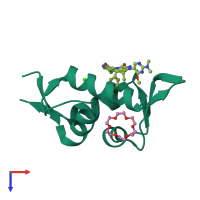 PDB entry 6q9u coloured by chain, top view.