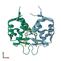 PDB entry 6q9y coloured by chain, front view.