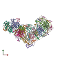 PDB entry 6qa9 coloured by chain, front view.