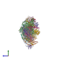 PDB entry 6qa9 coloured by chain, side view.