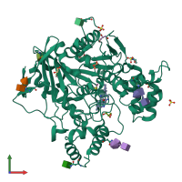 PDB entry 6qaa coloured by chain, front view.