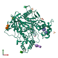 PDB entry 6qab coloured by chain, front view.