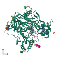 PDB entry 6qac coloured by chain, front view.