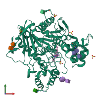 PDB entry 6qae coloured by chain, front view.