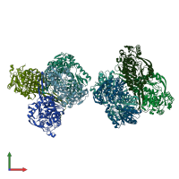 PDB entry 6qak coloured by chain, front view.