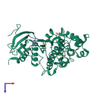PDB entry 6qaw coloured by chain, top view.