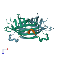 PDB entry 6qbb coloured by chain, top view.