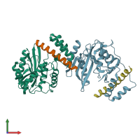PDB entry 6qby coloured by chain, front view.