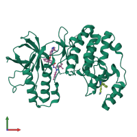PDB entry 6qdz coloured by chain, front view.