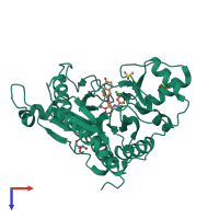 PDB entry 6qed coloured by chain, top view.