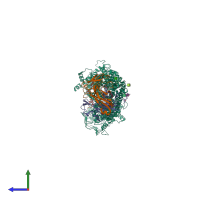 PDB entry 6qee coloured by chain, side view.