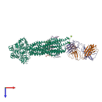 PDB entry 6qee coloured by chain, top view.