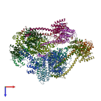 PDB entry 6qel coloured by chain, top view.