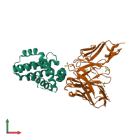 PDB entry 6qfc coloured by chain, front view.