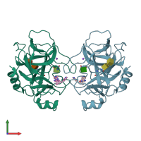 PDB entry 6qfe coloured by chain, front view.