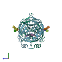PDB entry 6qfe coloured by chain, side view.