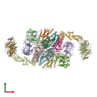 PDB entry 6qg0 coloured by chain, front view.