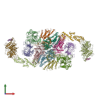 PDB entry 6qg1 coloured by chain, front view.