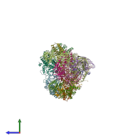 PDB entry 6qg2 coloured by chain, side view.