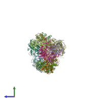 PDB entry 6qg5 coloured by chain, side view.