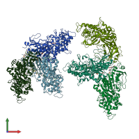 PDB entry 6qga coloured by chain, front view.