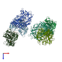 PDB entry 6qga coloured by chain, top view.