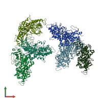 PDB entry 6qgb coloured by chain, front view.