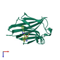 PDB entry 6qgf coloured by chain, top view.