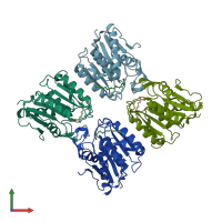 PDB entry 6qgn coloured by chain, front view.