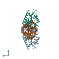 PDB entry 6qgq coloured by chain, side view.