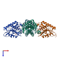 PDB entry 6qgq coloured by chain, top view.