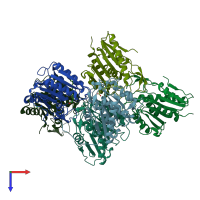 PDB entry 6qgs coloured by chain, top view.