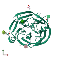 PDB entry 6qhj coloured by chain, front view.