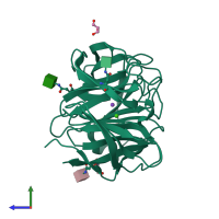 PDB entry 6qhj coloured by chain, side view.