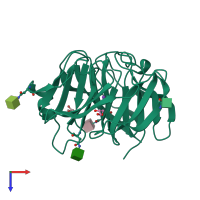 PDB entry 6qhj coloured by chain, top view.