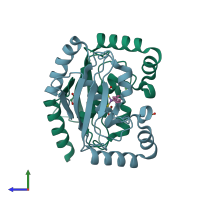 PDB entry 6qhk coloured by chain, side view.