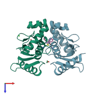 PDB entry 6qhk coloured by chain, top view.