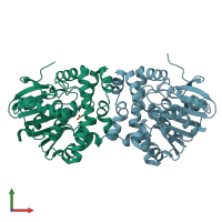 PDB entry 6qhv coloured by chain, front view.