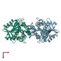 PDB entry 6qhv coloured by chain, top view.