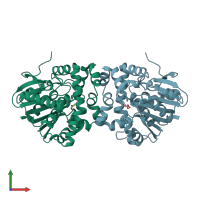 PDB entry 6qhw coloured by chain, front view.