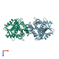 PDB entry 6qi3 coloured by chain, top view.