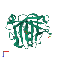 PDB entry 6qi6 coloured by chain, top view.